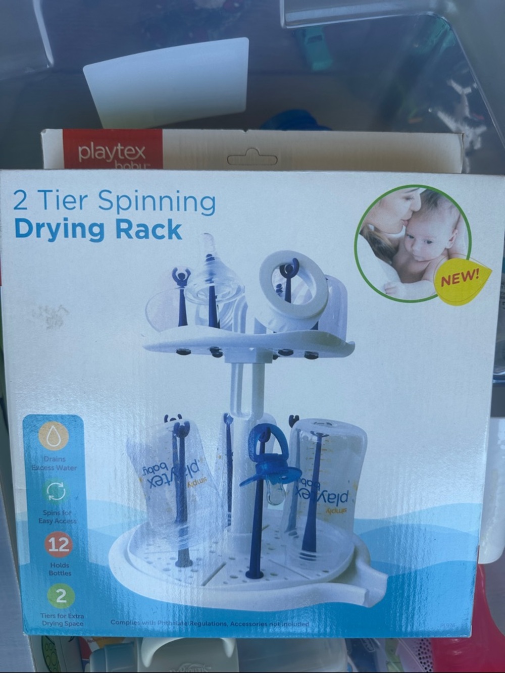 Playtex White and Blue 2-Tier Spinning Drying Rack